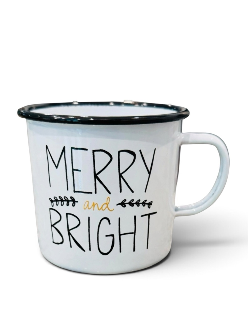 Enamel Campfire Style Christmas Merry and Bright Mug 4"H (24oz)